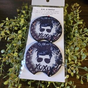 Stylish Black and White Car Coasters